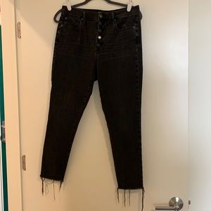 Black button fly true skinny ankle jeans gap 31